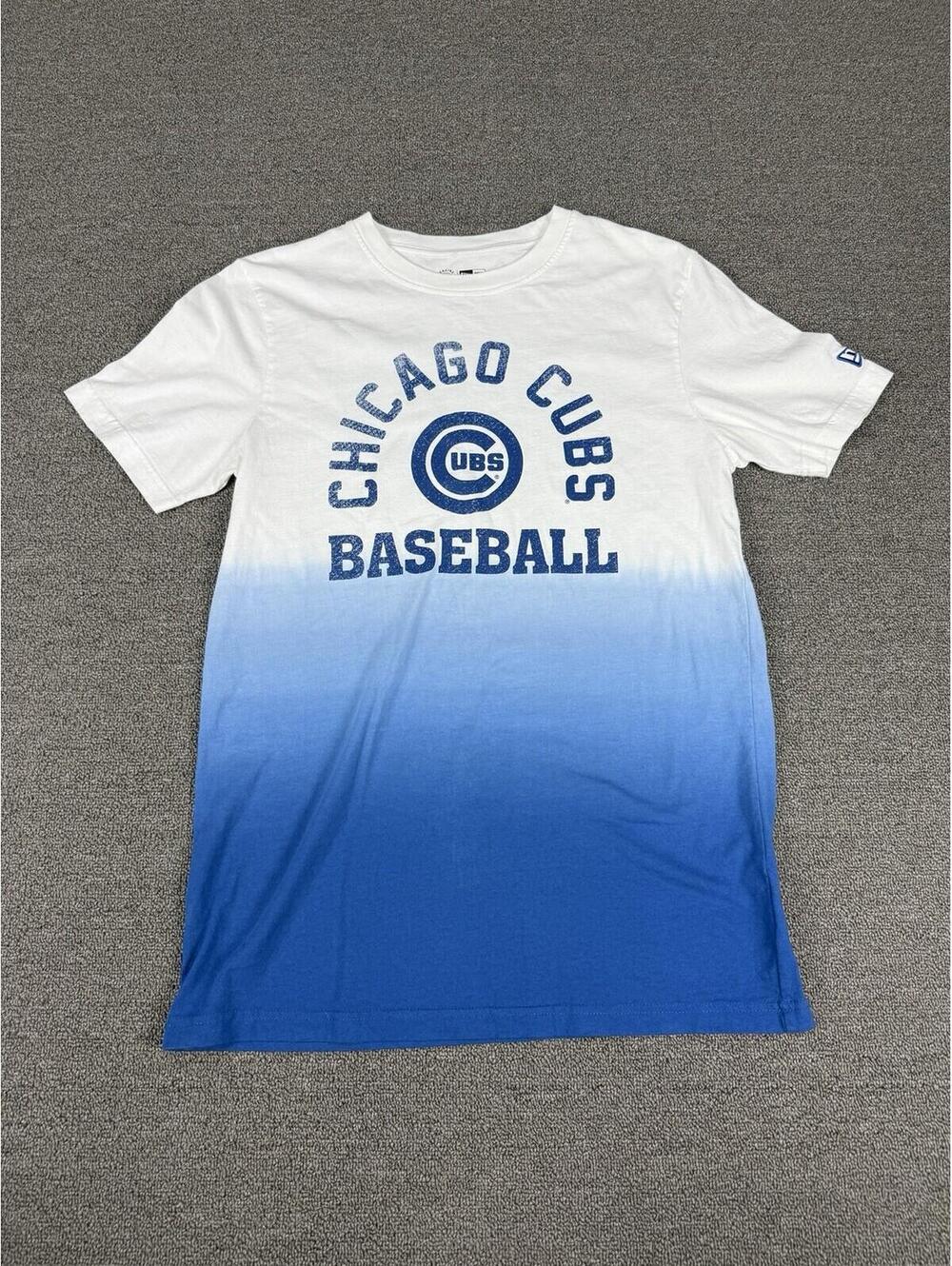 New Era Chicago Cubs Womens Blue Gradient Short Sleeve T-Shirt - White - Small